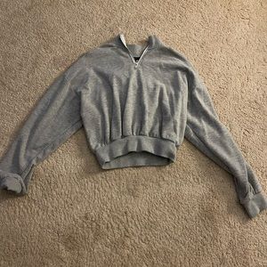 Grey cropped half zip